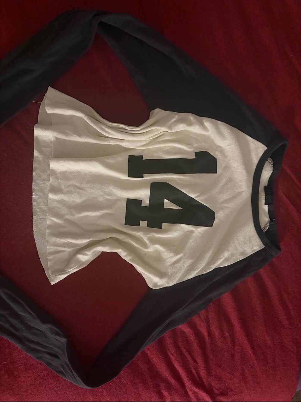 Black & White '14' Baseball Tee